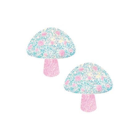 Neva Nude Black Light Glitter Shroom Pasties - Pink/White O/S