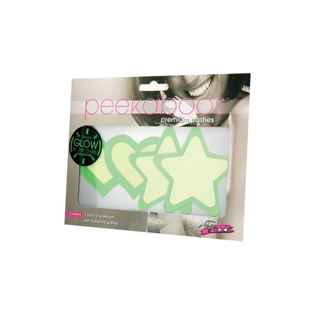Peekaboos Glow in the Dark Hearts & Stars - Green 2 Pairs